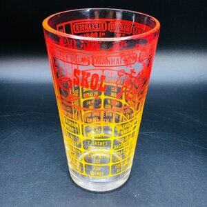 Mid Century Federal Glass Cocktail Shaker Bottom Recipes Ombre Red to Yellow
